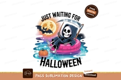 Grim reaper floating with bat and pumpkin halloween Product Image 1