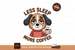 Tired dog holding coffee mug beverage Product Image 1