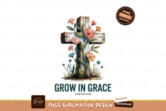 Wooden cross with blooming flowers floral nature Product Image 1