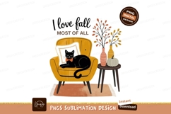 Black cat cozy fall armchair orange pillow Product Image 1