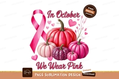 Pink pumpkins ribbon hearts October wear image Product Image 1