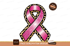 Pink ribbon leopard print glitter design image Product Image 1