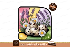 Quail eggs lavender daisies spring image Product Image 1