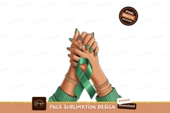 Hands holding green ribbon support image Product Image 1