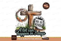 Wooden cross crown thorns carrots daisies tomb image Product Image 1