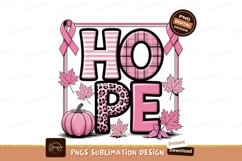 Pink hope ribbon pumpkin leaves SUBLIMATION Product Image 1