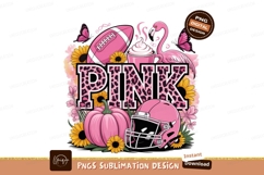 Pink football flamingo pumpkin sunflowers SUBLIMATION Product Image 1