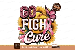 Go Fight Cure Softball Butterfly Sunflowers pink ribbon Product Image 1