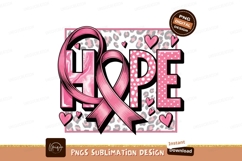 Pink ribbon hope leopard hearts sublimation design Product Image 1