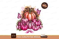 Pink pumpkins butterflies leopard print fall SUBLIMATION Product Image 1