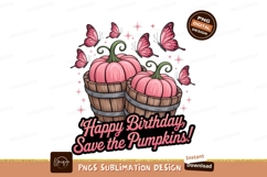 Pink pumpkins butterflies wooden buckets butterfly Product Image 1