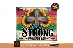 Rustic Sunflower Cross Inspirational Quote image Product Image 1