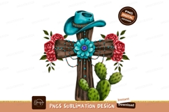Western cross with turquoise hat and roses cowboy Product Image 1