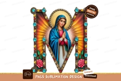 Virgin Mary ornate letter M mother jesus Product Image 1