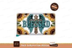 Blessed cross sunflowers wings license plate leopard Product Image 1