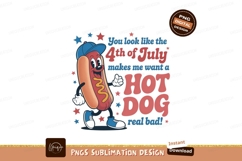 Cheerful hot dog character celebrating fourth of July Product Image 1
