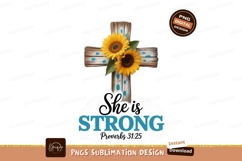 Rustic Cross Sunflowers Strength Scripture wood blue Product Image 1