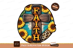 Rustic cross sunflowers faith leopard print image Product Image 1