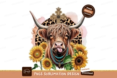 Highland cow sunflowers leopard cross crown image Product Image 1