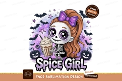 Skeleton girl with pumpkin spice latte halloween Product Image 1