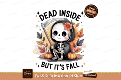 Cute skeleton grim reaper with fall leaves image Product Image 1