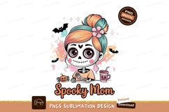 Cute skeleton mom with pumpkin and drink halloween Product Image 1