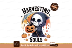 Cute Grim Reaper With Pumpkin And Scythe halloween Product Image 1