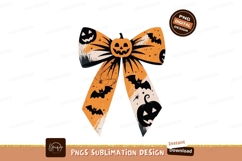 Halloween Pumpkin Bat Ribbon Bow image Product Image 1