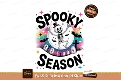 Spooky skeleton dancing under moon halloween bats Product Image 1