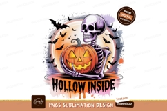 Skeleton holding pumpkin bats moon halloween Product Image 1