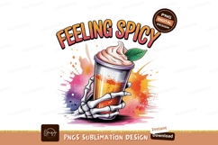 Format: Title: Skeleton Hand Holding Spicy Drink beverage Product Image 1