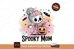 Spooky skeleton mom with pumpkin and coffee Halloween Product Image 1
