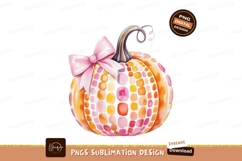 Watercolor pumpkin pink bow mosaic image Product Image 1