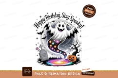 Happy Birthday Spooky Ghost Bats Pumpkin halloween Product Image 1