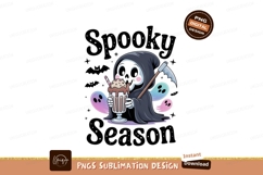 Grim reaper with milkshake and ghosts halloween spooky Product Image 1