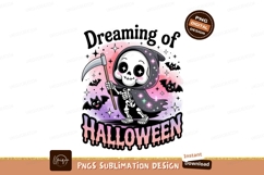 Cute skeleton grim reaper with bats halloween Product Image 1