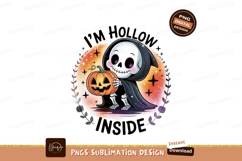 Cute skeleton holding pumpkin Halloween design spooky Product Image 1