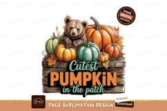 Bear pumpkins autumn leaves fall Product Image 1