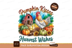 Format: Title: Rooster chick barn pumpkins sunflowers Product Image 1