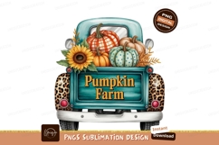 Teal truck pumpkins sunflower fall image Product Image 1