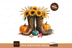 Autumn boots sunflowers pumpkins coffee image Product Image 1