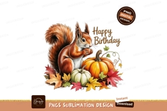 Autumn squirrel with pumpkins and fall leaves image Product Image 1