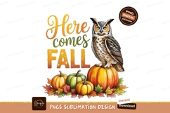 Owl pumpkins fall leaves autumn Product Image 1
