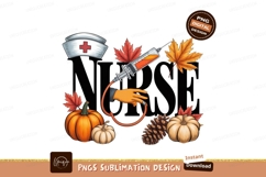 Nurse autumn medical illustration fall pumpkin Product Image 1