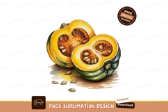 Format: Title: Autumn squash halved with seeds food Product Image 1