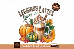 Autumnal beverage pumpkins leaves fall latte Product Image 1