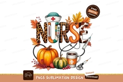 Autumn nurse medical symbols and pumpkins fall Product Image 1