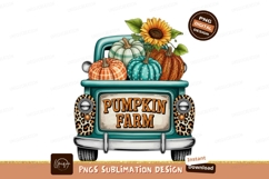 Teal truck pumpkins sunflower farm image Product Image 1