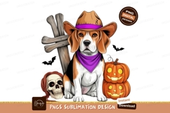 Format: Title: Beagle cowboy Halloween scene bandana Product Image 1