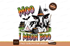Cow Halloween Witch Hat Spider Broom Cauldron Bat image Product Image 1